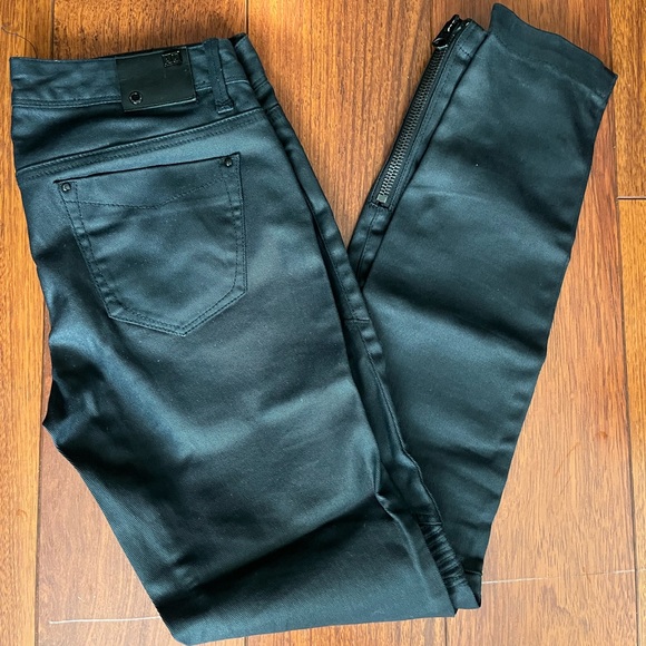 Armani Exchange size 4 waxed jeans cuff zippers - Picture 4 of 11